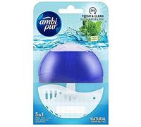 Ambi Pur - Bloc WC support + recharge 55 ml 5 en 1 Eau fraîche et Menthe
