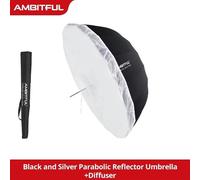AMBITFUL de profondeur Parabolique noir argent blanc parapluie réfléchissant Studio lumière parapluie diffuseur couverture tissu - Type [Black Silver Kit 6]-105cm