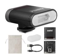 Ambitful Flash AF100 Mini flash GN12, 8 niveaux de puissance, batterie intégrée 2000 mAh Speedlite manuelle compatible avec Canon/Sony/Ricoh gr3/Nikon/Fuji 0,1 ~ 1,8S Recycle