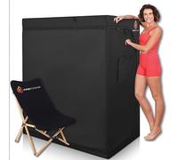 AMBITHERM Sauna infrarouge portable extra large - Grande tente de sauna + 50% d'espace pour les jambes, détente chaude avec 6 panneaux infrarouges ; chaise confortable à dossier haut et support