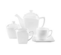 Ambition 94626 Monaco 17 Service à café Ensemble de tasses à café en porcelaine - Forme carrée - Blanc - Passe au lave-vaisselle - Passe au micro-ondes