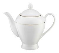 AMBITION Aura Gold Cafetière en porcelaine blanche dorée 1,1 l avec couvercle et anse pour café thé élégant