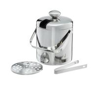 AMBITION Bac à glaçons en acier inoxydable avec pince et couvercle passoire 1,3 l Double paroi isotherme