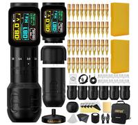 Ambition Seher Pro Machine a Tatouer Kit Complet - Rotative à 6 Courses Réglables, Double Batterie 2400 mAh, 40 Glory Aiguille Tatouage et 6 Poignées Jetables pour Tatoueurs Professionnels