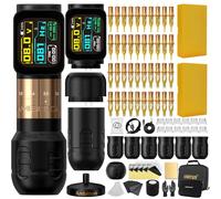 Ambition Seher Pro Machine a Tatouer Kit Complet - Rotative à 6 Courses Réglables, Double Batterie 2400 mAh, 40 Glory Aiguille Tatouage et 6 Poignées Jetables pour Tatoueurs Professionnels