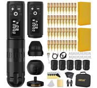 Ambition Soldier Kit Complet Machine à Tatouer - Machine Tatouage Rotative, Double Batterie 2400mAh, 40 Aiguilles Cartouches Glory Tailles Mixtes pour Artistes Professionnels