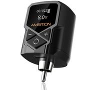 Ambition Tattoo Alimentation Sans Fil Kuark Mini pour Machine Tatouage - Batterie Lithium Portable 1800mAh, Affichage LED, Compatible RCA Machine à Tatouer Rotative
