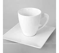 AMBITION Van Well Porto Service à café 12 pièces en porcelaine pour 6 personnes avec tasse carrée et soucoupe Blanc
