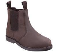 Amblers Enfants Cuir Bottes Bottines À Enfiler Chaussures Cheville Sans Lacets Marron 35