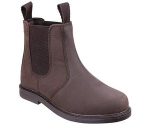 Amblers Enfants Cuir Bottes Bottines À Enfiler Chaussures Cheville Sans Lacets Marron 35