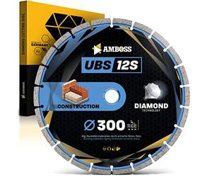Amboss Diamant Trennscheibe UBS 12S - Disque à tronçonner diamanté Ø 300 mm x 30 mm/25,4 mm - béton légèrement armé/matériaux de chantier/pierre | Hauteur de segment : 10 mm (sintéré)