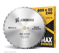 AMBOSS HM - Lame de scie circulaire - Diamètre 600 mm x 4 mm x 30 mm - Dents alternées (40) - Coupe grossière et rapide - Bois de chauffage et matériaux en bois