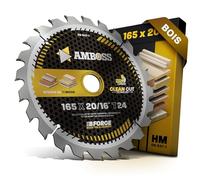 AMBOSS lame scie circulaire 165x20mm (bois) - lame de scie 165 avec 24 dents - lame scie circulaire Ø 165mm - compatible Makita: 5603K. 5603RK. BSS610. BSS611. HS6101. HS6101J1.