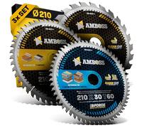 AMBOSS lame scie circulaire 210x30mm (set de 3) - lame de scie 210x30 - lame scie circulaire Ø 210mm - compatible Makita 5008 MG, Festool TS75EBQ