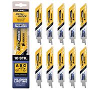 AMBOSS METAL SHOCK - 10x lame de scie sabre 150 mm / 8 dents - idéale pour la démolition/le sauvetage de véhicules/la construction/le démontage/la construction de tuyauteries - pour l'acier