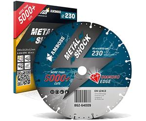 AMBOSS METAL SHOCK 5000+ - Disque à tronçonner diamanté 230 x 2.2 x 22.23 mm - convient pour le métal/l'acier/l'inox - convient pour les meuleuses d'angle - durée de vie extrêmement longue