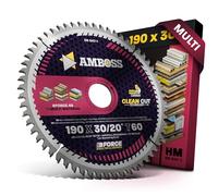 AMBOSS WERKZEUGE Lame de scie circulaire en métal dur 190 x 30 mm 20 Z60 dents plates avec chanfrein alterné pour coupe fine Multi Lame de scie 190 mm + bague de réduction 20 30 mm 190 x 30 mm 190 x