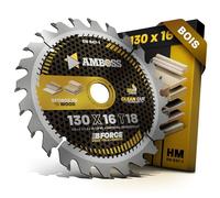 AMBOSS WERKZEUGE® Lame de scie circulaire HM 130 x 16 Z18 dents alternées pour bois Compatible avec Bosch PKS 14,4 V, 38, 40, 40 S et S 43 SKIL 5140, 5240 et 5740