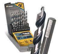 AMBOSS WERKZEUGE® Lot de 19 forets hélicoïdaux Step Force Ø 1-10 mm - HSS-G DIN 338 pour acier, acier doux, aluminium, métaux colorés