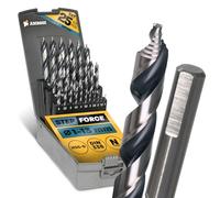 AMBOSS WERKZEUGE® Lot de 25 forets hélicoïdaux Step Force Ø 1-13 mm - HSS-G DIN 338 pour acier, acier doux, aluminium, métaux colorés AMBOSS WERKZEUGE® Foret tôles, profilés - Hexagonal pour perceuse,
