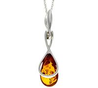 Ambre de la Baltique authentique et argent sterling Pendentif moderne sans chaîne - GL381