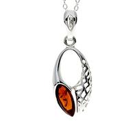 Ambre de la Baltique authentique et argent sterling Pendentif moderne sans chaîne - GL397, Tous, Ambre