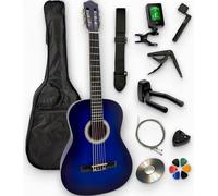 AMBRE - Pack Guitare Classique Enfant 1/2 (6-10 ans) Droitier + 10 Accessoires + CD & Cours Vidéo - Cordes Nylon - Prime 24h (Bleu, 1/2, Droitier)