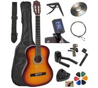AMBRE - Pack Guitare Classique Enfant 3/4 Droitier (8-12 ans) + 10 Accessoires + CD & Cours Vidéo - Cordes Nylon - Prime 24h (Sunburst, 3/4, Droit)