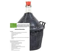 AMBROSIO Ballon à vin avec panier en plastique + bouchon en caoutchouc + instructions pour la fabrication de vin en verre 10 l