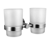 Ambrosya® | Porte-Brosse à Dents Exclusif en Acier Inoxydable | Salle de Bain Tasse Monture en Verre Toilette Brosse à Dents Dentifrice (Acier Inoxydable (Brossé))
