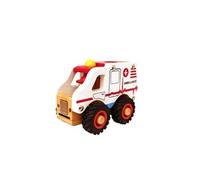 Ambulance en bois blanc avec roue en caoutchouc