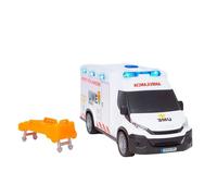 Dickie Toys Ambulance IVECO UME 18 cm, Ambulance de Jouet, lumière et Son, Roue avec Rotation Libre, avec civière, véhicule Jouet Enfants à partir de 3 Ans (203713014SI5)
