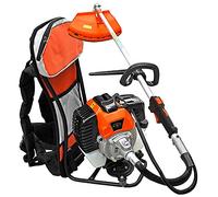 AMC Débroussailleuse à dos avec moteur multifonction 2 en 1 52 cc 2 temps professionnelle avec tête à double fil de 2 mm et disque à trois dents, taille-haie et bord pour bricoleurs ou professionnels