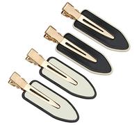 AMCAMI Lot de 4 pinces à cheveux sans pli - Pinces à cheveux classiques noires et blanches - Pinces à cheveux crocodiles pour coiffure, franges, vagues, application de maquillage pour femme et fille