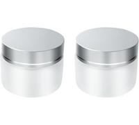 Amcbkyea 2 Pots Cosmétiques Vides 50ml - Petit Pot en Verre Dépoli avec Couvercle Argenté pour Crèmes, Voyage, DIY - Récipient Étroit pour Échantillons, Baumes