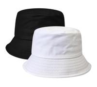 AMCEDE 2pcs Bob Garcon Fille Anti-UV Chapeau de Soleil pour Enfants Chapeau de pêcheur Respirant Chapeau de Soleil à Bord Large Pliable Bucket Hat avec Liens élastiques pour Filles garçons 5-9 Ans