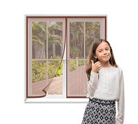 AMCER Moustiquaire Magnétique 45x45cm, Moustiquaire Ajustable aimantée, sans Perçage Installation Facile Rideau Moustiquaire Magnétique pour Couloirs/Portes/Patio - Marron