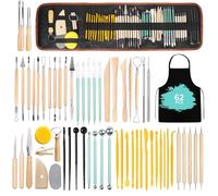 AMCHLEL 62 Pcs Outils de Sculpture,Outil Modelage Outil de Poterie Sculpture,Kit d'outils poterie avec Sac de Rangement pour Céramique,pour Sculpture,Artiste DIY,pour Débutants ou Professionnels