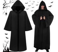 AMCHLEL Cape à Capuchon Halloween,XL Robe Noire pour Homme avec Capuche,Adultes Cosplay Costume d'halloween,Cape De Vampire,Fête Thématique d'halloween, Carnaval Halloween