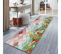 Amcider Tapis entrée intérieur Tapis Cuisine antidérapant Design Moderne & Traditionnel Entretien Facile pour Couloir pour Cuisine, Chambre à Coucher & Couloir- 100x500cm