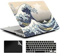 AMCJJ Coque Compatible avec MacBook Air 13,6 Pouces M3 A3113 M2 A2681 2024 2023 2022,Plastique Coque Rigide Case + EU Protection Clavier + Protecteur d'¨¦Cran,Marbre d'or Noir