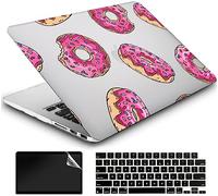 AMCJJ Coque Compatible avec MacBook Air 13,6 Pouces M3 A3113 M2 A2681 2024 2023 2022,Plastique Coque Rigide Case + EU Protection Clavier + Protecteur d'¨¦Cran,Donuts