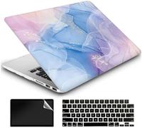 AMCJJ Coque Compatible avec MacBook Air 13,6 Pouces M3 A3113 M2 A2681 2024 2023 2022,Plastique Coque Rigide Case + EU Protection Clavier + Protecteur d'¨¦Cran,Marbre Bleu Poudr¨¦