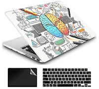 AMCJJ Coque Compatible avec MacBook Air M1 13 Pouces 2020 2021 2022 Release A2337/A2179,Plastique Coque Rigide Case + EU Protection Clavier + Protecteur d'écran,Cerveau Gauche et Droit 1