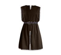 AMCOIN Chemise sans Manches pour Hommes,Tunique De Chevalier De La Renaissance Médiévale,Robe à Col Rond,Costume d'halloween (Brun,L)