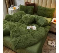 AMCOIN Parure de lit 3 pièces en peluche moelleuse, luxueuse, ultra douce et shaggy en velours cristal - 1 housse de couette + 2 taies d'oreiller avec fermeture éclair (A5, 220 x 240 cm + 50 x 75 cm x