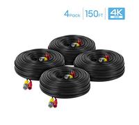 Amcrest 4K Câble de caméra de sécurité BNC, câble de caméra CCTV, câble vidéo et d'alimentation tout en un pour caméra de sécurité, HDCVI, HDTVI, analogique, DVR, 150ft 4K BNC Cables (4PACK), Pack