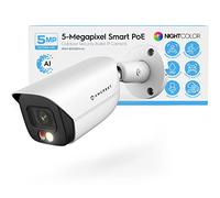 Amcrest 5MP IP PoE AI Camera w/ 49ft Color Night Vision, Security Outdoor Bullet Camera, Built-in Microphone, Human & Vehicle Detection, Active Deterrent, 129° FOV, 5MP@20fps IP5M-B1276EW-AI (White)