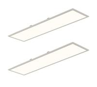 Amdelne 2pcs Panneau LED 100x25cm, 3000-6500K Plafonnier LED Dimmable, 30W Luminaire Plafonnier avec Télécommande, Dalle Plafond avec Lumière nocturne/Minuterie pour Chambre, Cuisine, Salon Bureau