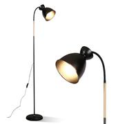 Amdelne Lampadaire sur Pied Salon 159cm, Lampe sur Pied en Métal E27 Max. 60W, Lampadaire Liseuse Industriel Rétro, Noir Lampe de Lecture pour Salon, Chambre, Bureau (Sans Ampoules)